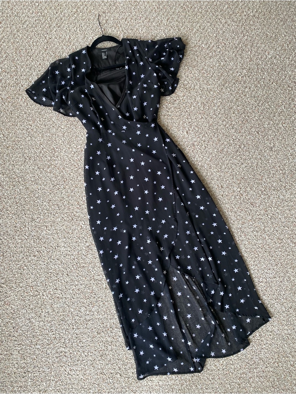 Black & White Star Print Wrap Dress Size Small